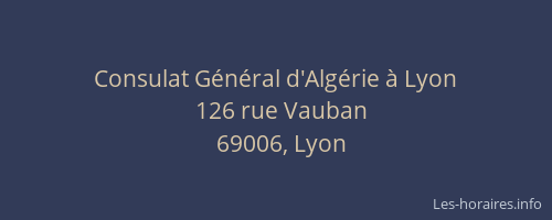 Consulat Général d'Algérie à Lyon