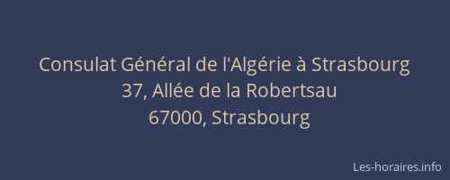 Consulat Général de l'Algérie à Strasbourg