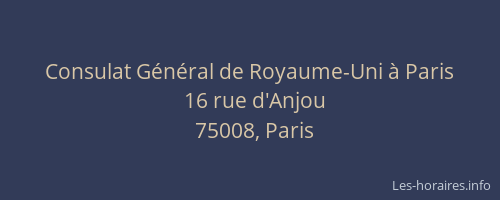 Consulat Général de Royaume-Uni à Paris