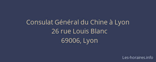 Consulat Général du Chine à Lyon