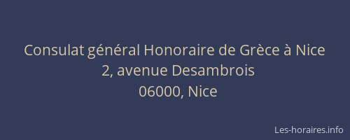Consulat général Honoraire de Grèce à Nice