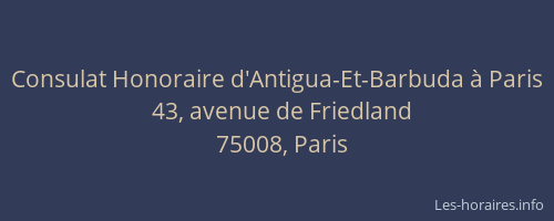 Consulat Honoraire d'Antigua-Et-Barbuda à Paris