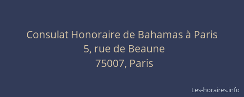 Consulat Honoraire de Bahamas à Paris