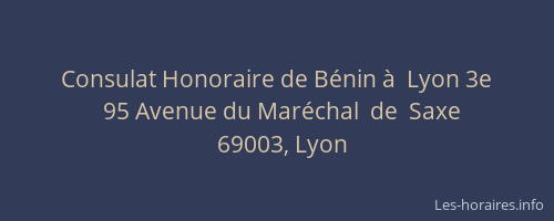 Consulat Honoraire de Bénin à  Lyon 3e