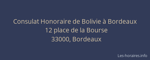 Consulat Honoraire de Bolivie à Bordeaux
