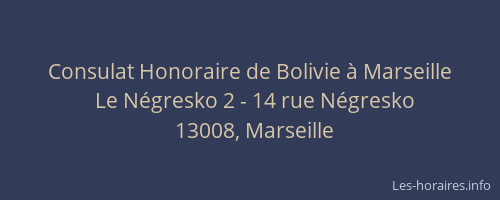 Consulat Honoraire de Bolivie à Marseille