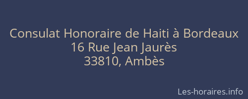 Consulat Honoraire de Haiti à Bordeaux