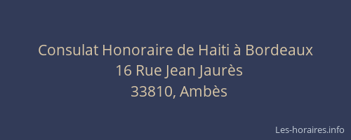 Consulat Honoraire de Haiti &agrave; Bordeaux