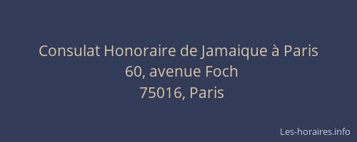Consulat Honoraire de Jamaique à Paris