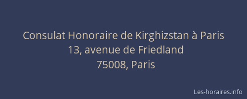 Consulat Honoraire de Kirghizstan à Paris