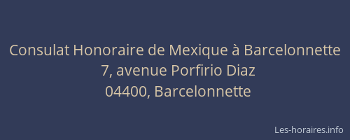 Consulat Honoraire de Mexique à Barcelonnette