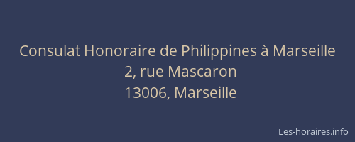 Consulat Honoraire de Philippines à Marseille