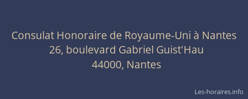 Consulat Honoraire de Royaume-Uni à Nantes