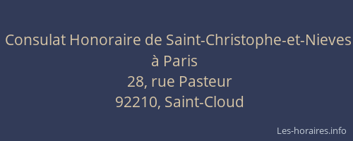Consulat Honoraire de Saint-Christophe-et-Nieves à Paris
