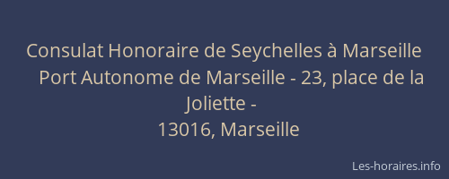 Consulat Honoraire de Seychelles à Marseille