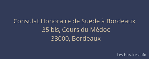 Consulat Honoraire de Suede à Bordeaux