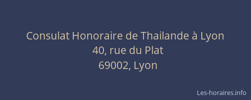 Consulat Honoraire de Thailande à Lyon