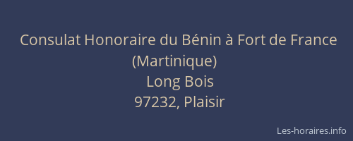 Consulat Honoraire du Bénin à Fort de France (Martinique)