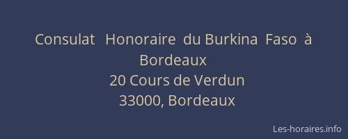 Consulat   Honoraire  du Burkina  Faso  à  Bordeaux