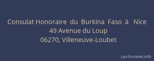Consulat Honoraire  du  Burkina  Faso  à   Nice