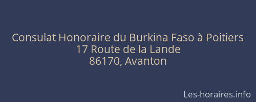 Consulat Honoraire du Burkina Faso à Poitiers
