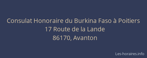 Consulat Honoraire du Burkina Faso à Poitiers