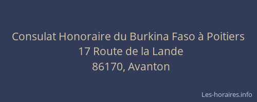 Consulat Honoraire du Burkina Faso &agrave; Poitiers