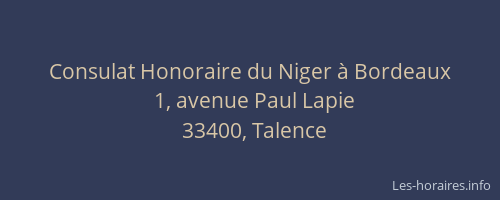 Consulat Honoraire du Niger &agrave; Bordeaux