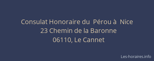 Consulat Honoraire du  Pérou à  Nice