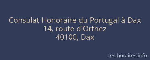 Consulat Honoraire du Portugal à Dax