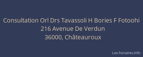 Consultation Orl Drs Tavassoli H Bories F Fotoohi