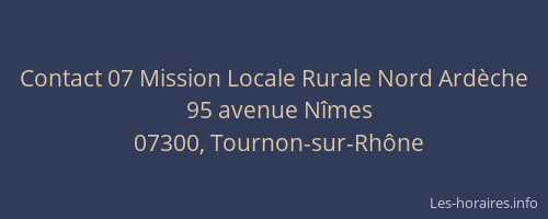 Contact 07 Mission Locale Rurale Nord Ardèche