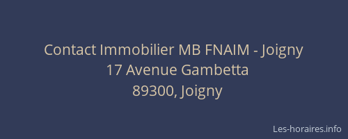 Contact Immobilier MB FNAIM - Joigny