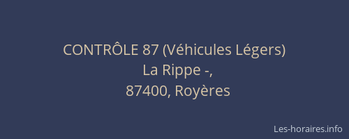 CONTR&Ocirc;LE 87 (V&eacute;hicules L&eacute;gers)