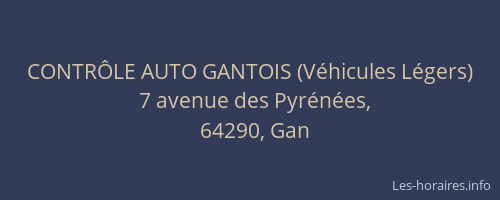 CONTR&Ocirc;LE AUTO GANTOIS (V&eacute;hicules L&eacute;gers)
