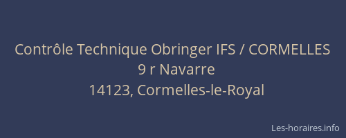 Contr&ocirc;le Technique Obringer IFS / CORMELLES