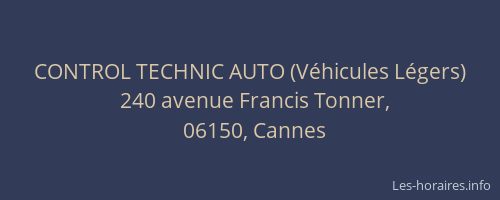 CONTROL TECHNIC AUTO (Véhicules Légers)