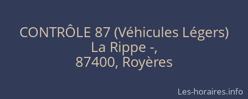 CONTRÔLE 87 (Véhicules Légers)