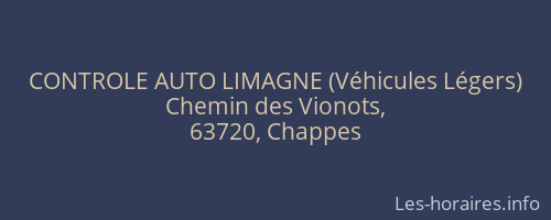 CONTROLE AUTO LIMAGNE (Véhicules Légers)