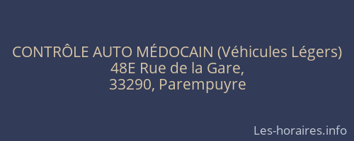 CONTRÔLE AUTO MÉDOCAIN (Véhicules Légers)