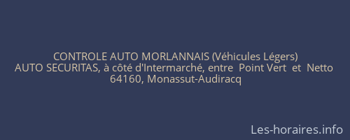 CONTROLE AUTO MORLANNAIS (Véhicules Légers)