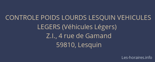 CONTROLE POIDS LOURDS LESQUIN VEHICULES LEGERS (Véhicules Légers)