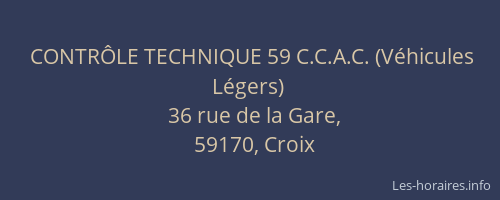 CONTRÔLE TECHNIQUE 59 C.C.A.C. (Véhicules Légers)