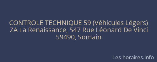 CONTROLE TECHNIQUE 59 (Véhicules Légers)