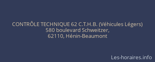 CONTRÔLE TECHNIQUE 62 C.T.H.B. (Véhicules Légers)
