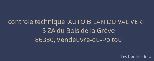 controle technique  AUTO BILAN DU VAL VERT