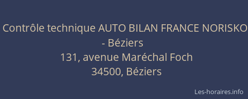 Contrôle technique AUTO BILAN FRANCE NORISKO - Béziers