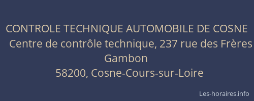 CONTROLE TECHNIQUE AUTOMOBILE DE COSNE