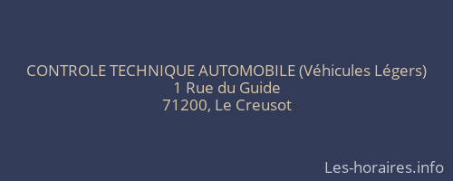 CONTROLE TECHNIQUE AUTOMOBILE (Véhicules Légers)