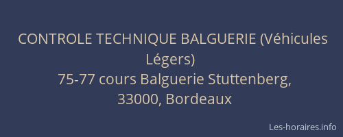 CONTROLE TECHNIQUE BALGUERIE (Véhicules Légers)